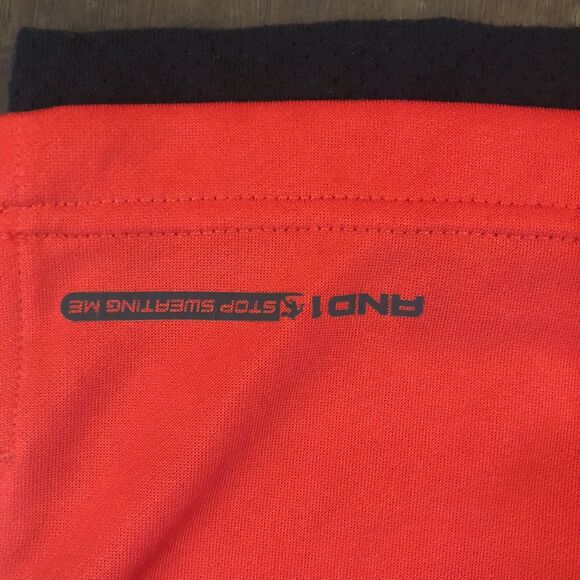 AND1 Men's Medium Red Black Basketball T-Shirt Tee Athletic Performance Raglan - Picture 7 of 8